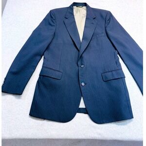 Vintage‎ Johnny Carson Navy Pinstripe Blazer Mens 46R 48R Oversized Suit Jacket